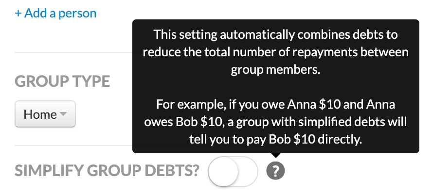 simplify group debits option